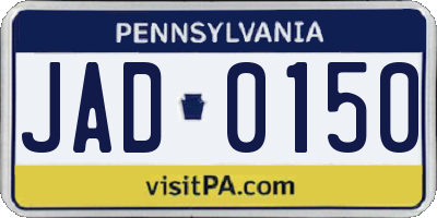 PA license plate JAD0150