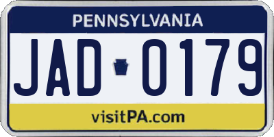 PA license plate JAD0179