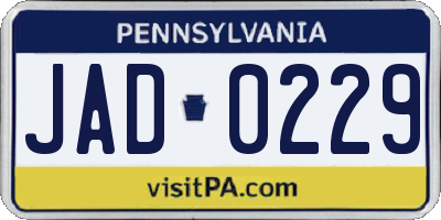 PA license plate JAD0229