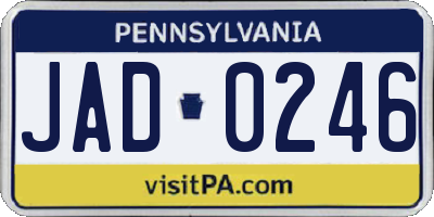 PA license plate JAD0246