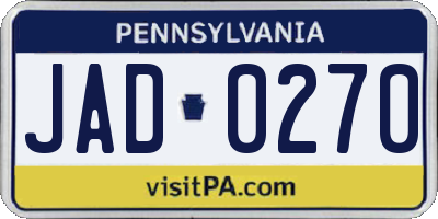 PA license plate JAD0270