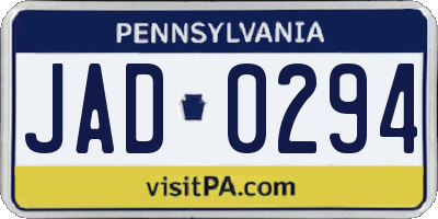 PA license plate JAD0294