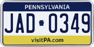 PA license plate JAD0349