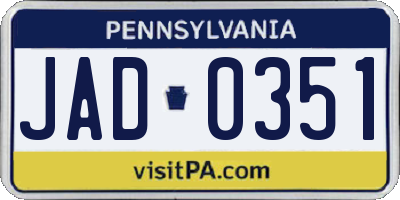 PA license plate JAD0351