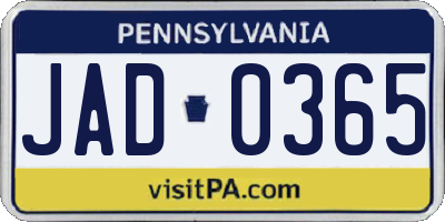 PA license plate JAD0365