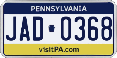 PA license plate JAD0368