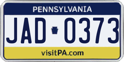 PA license plate JAD0373