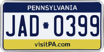 PA license plate JAD0399