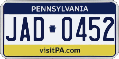 PA license plate JAD0452