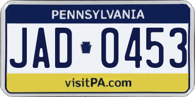 PA license plate JAD0453