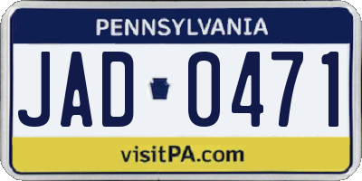 PA license plate JAD0471
