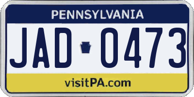 PA license plate JAD0473