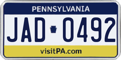 PA license plate JAD0492