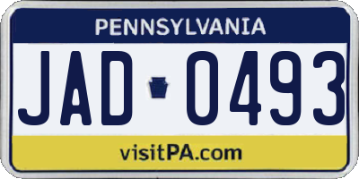 PA license plate JAD0493