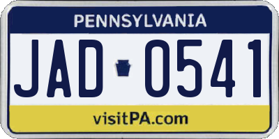 PA license plate JAD0541