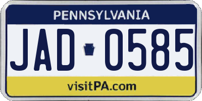 PA license plate JAD0585