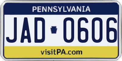 PA license plate JAD0606