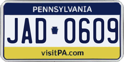 PA license plate JAD0609