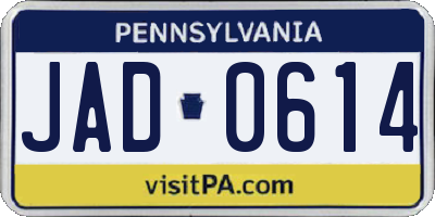 PA license plate JAD0614