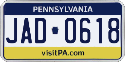 PA license plate JAD0618