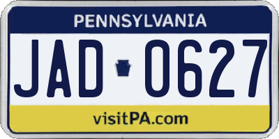 PA license plate JAD0627