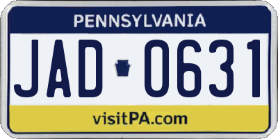 PA license plate JAD0631