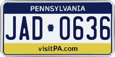 PA license plate JAD0636