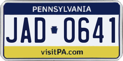 PA license plate JAD0641