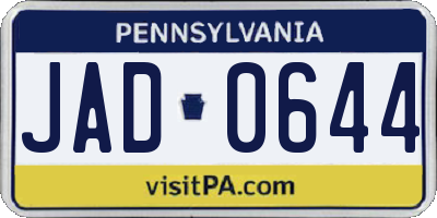 PA license plate JAD0644