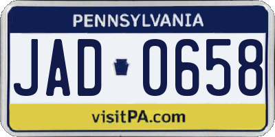 PA license plate JAD0658