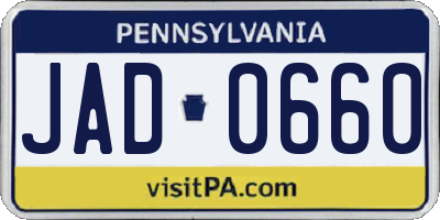 PA license plate JAD0660