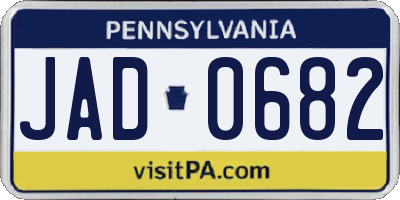 PA license plate JAD0682