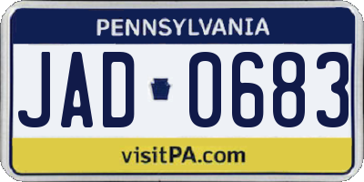 PA license plate JAD0683