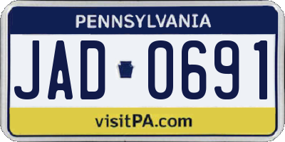 PA license plate JAD0691