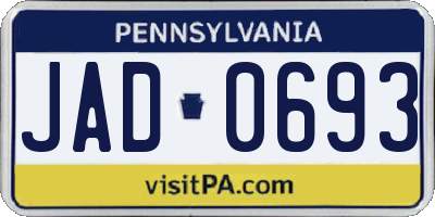 PA license plate JAD0693