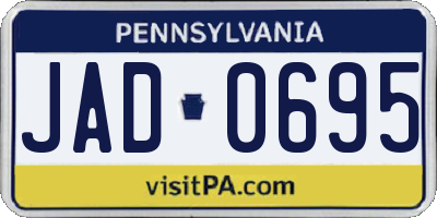 PA license plate JAD0695
