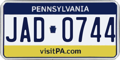 PA license plate JAD0744