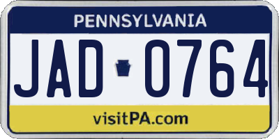 PA license plate JAD0764