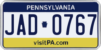 PA license plate JAD0767