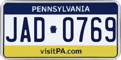 PA license plate JAD0769