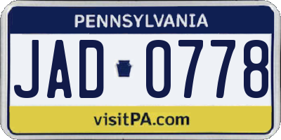 PA license plate JAD0778