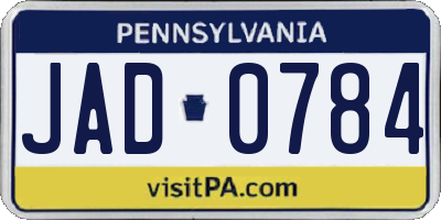 PA license plate JAD0784