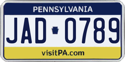 PA license plate JAD0789