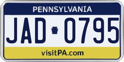 PA license plate JAD0795