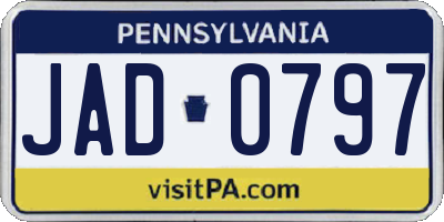 PA license plate JAD0797