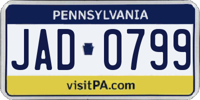 PA license plate JAD0799