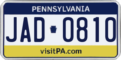 PA license plate JAD0810