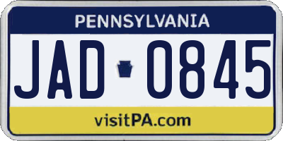 PA license plate JAD0845