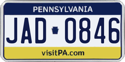 PA license plate JAD0846