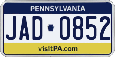 PA license plate JAD0852